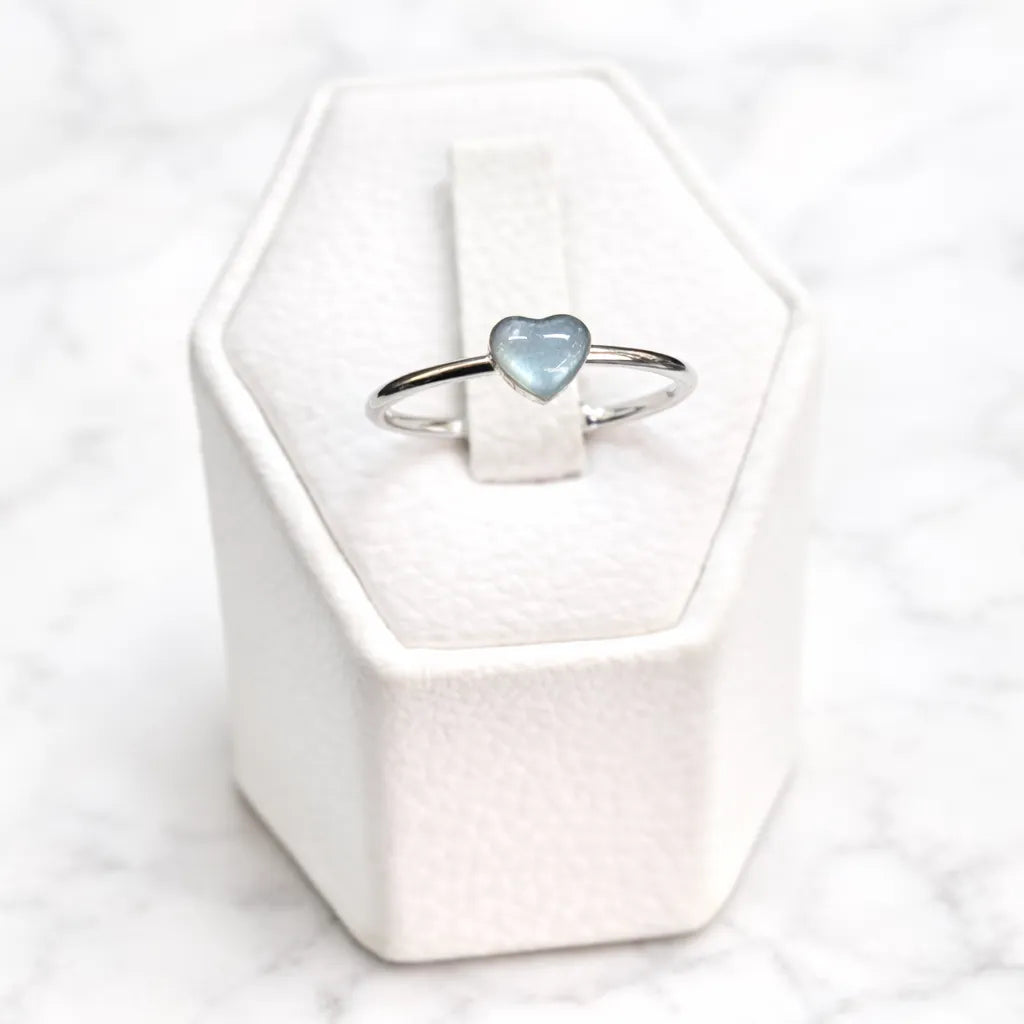 Anillo corazón celeste ajustable