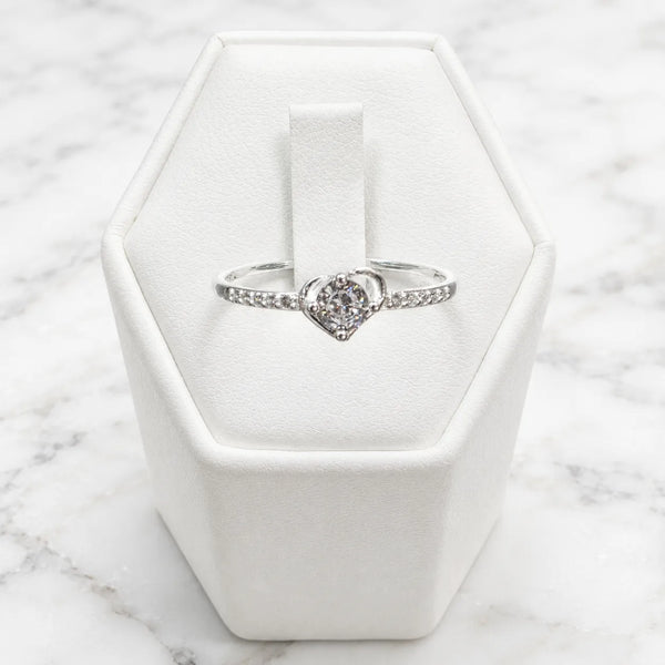 Anillo solitario corazón circón