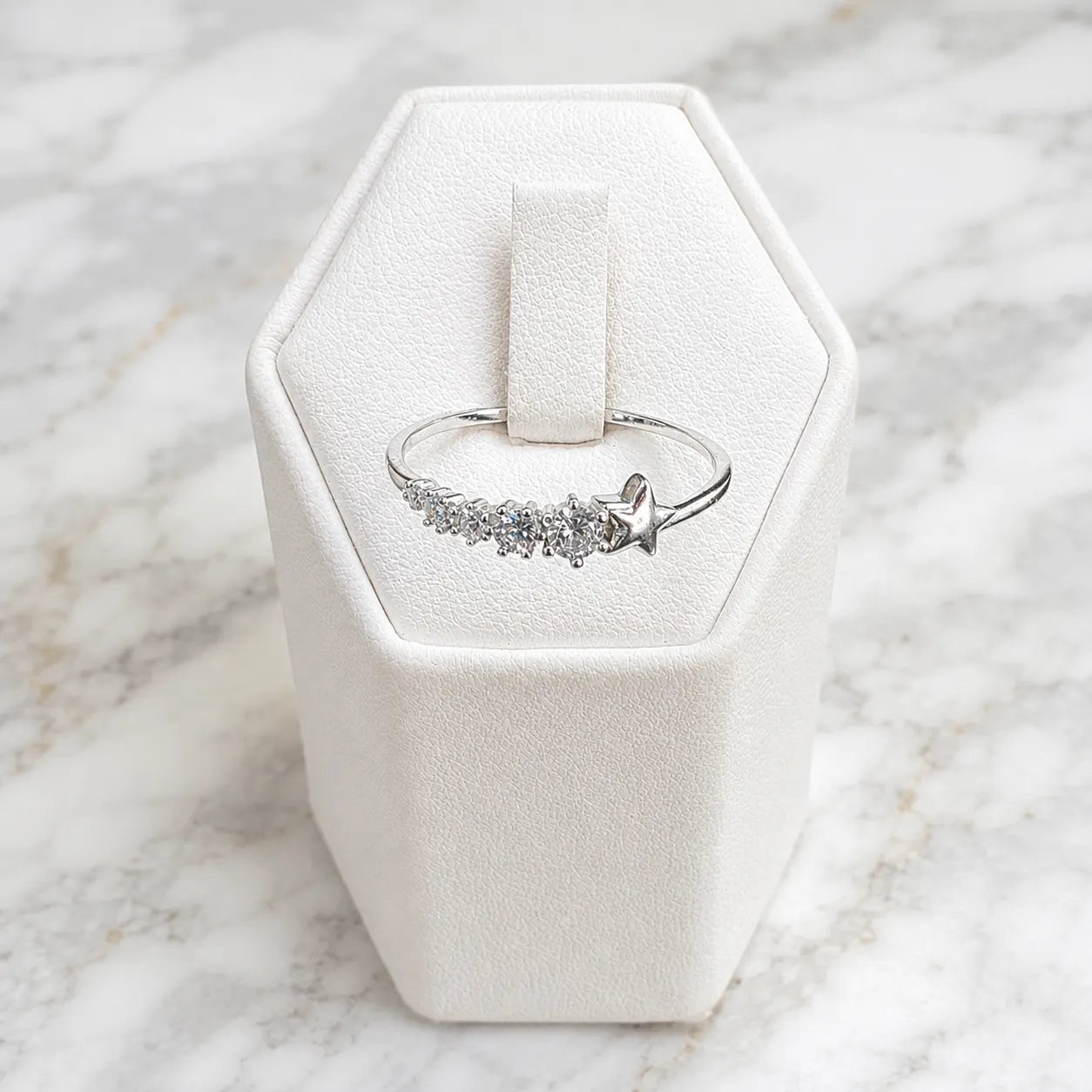 Anillo estrella fugaz microcircón