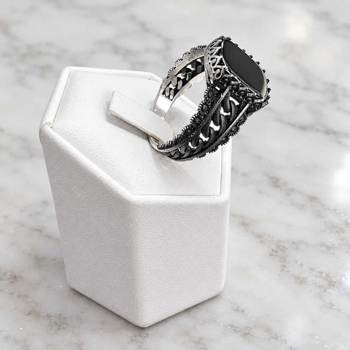 Anillo sello envejecido onix