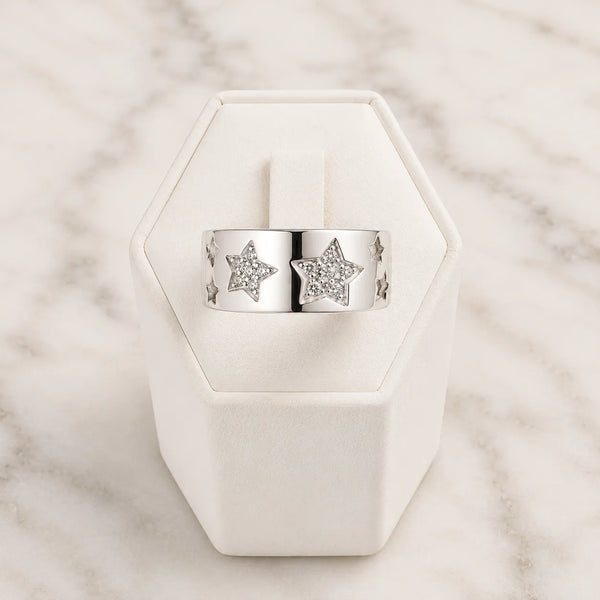 Anillo ancho estrellas microcircón
