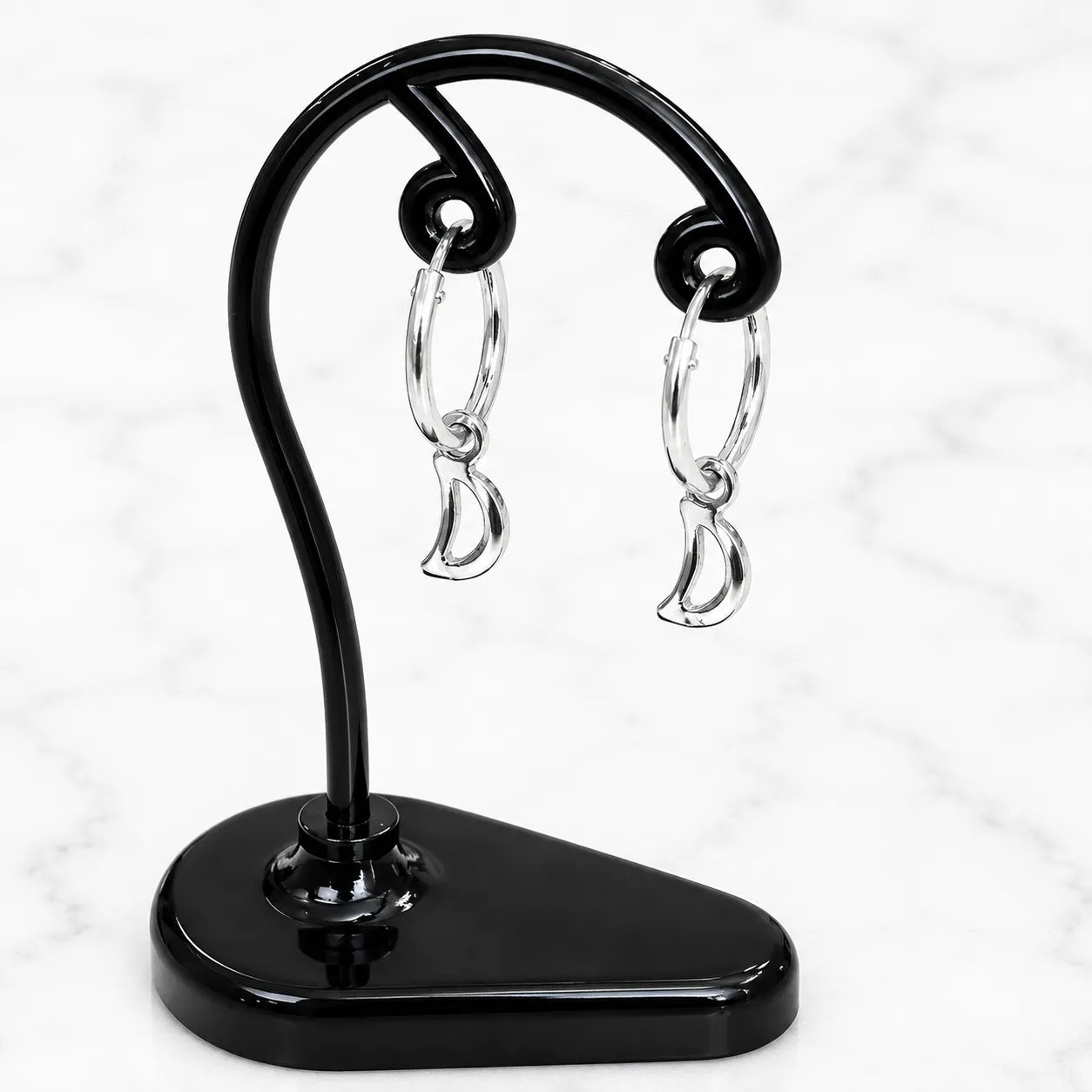 Aros argollas con colgante luna calada 14mm