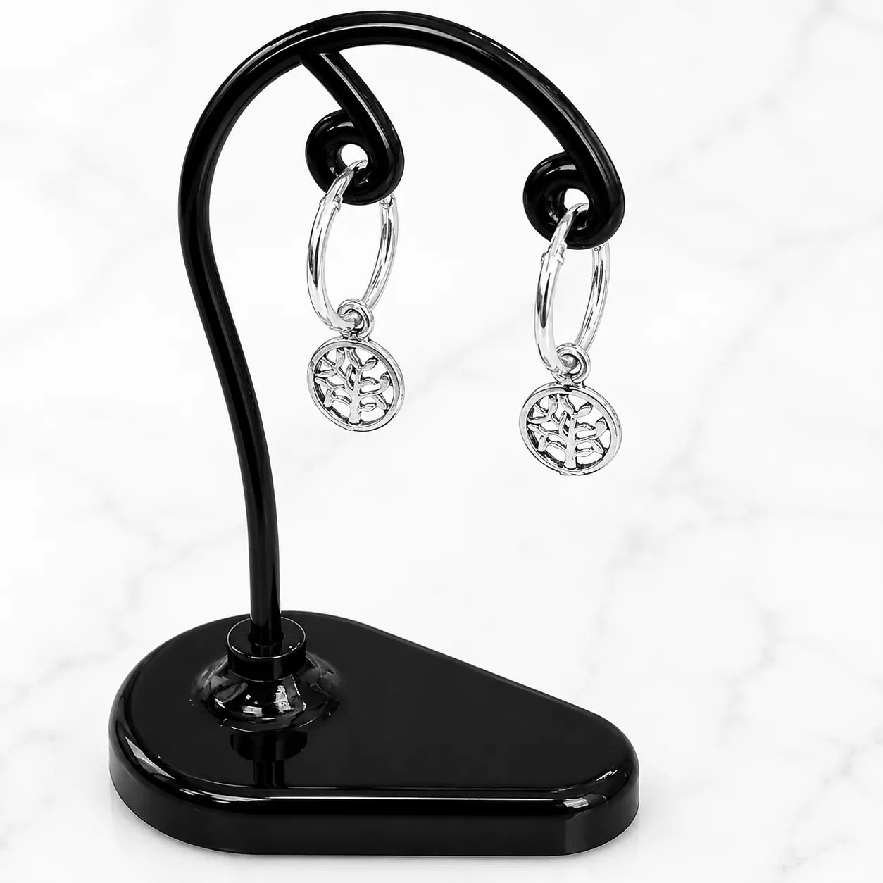 Aros argollas con colgante árbol de la vida 12mm