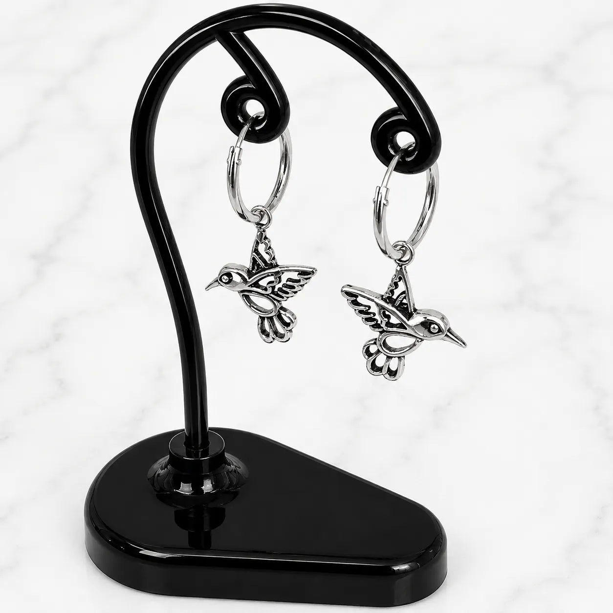 Aros argollas con colgante colibrí 12mm
