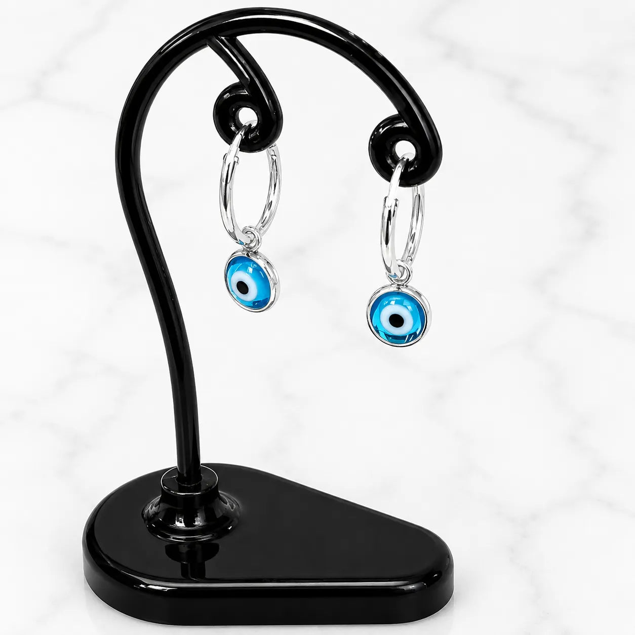 Aros argollas con colgante ojo turco 12mm
