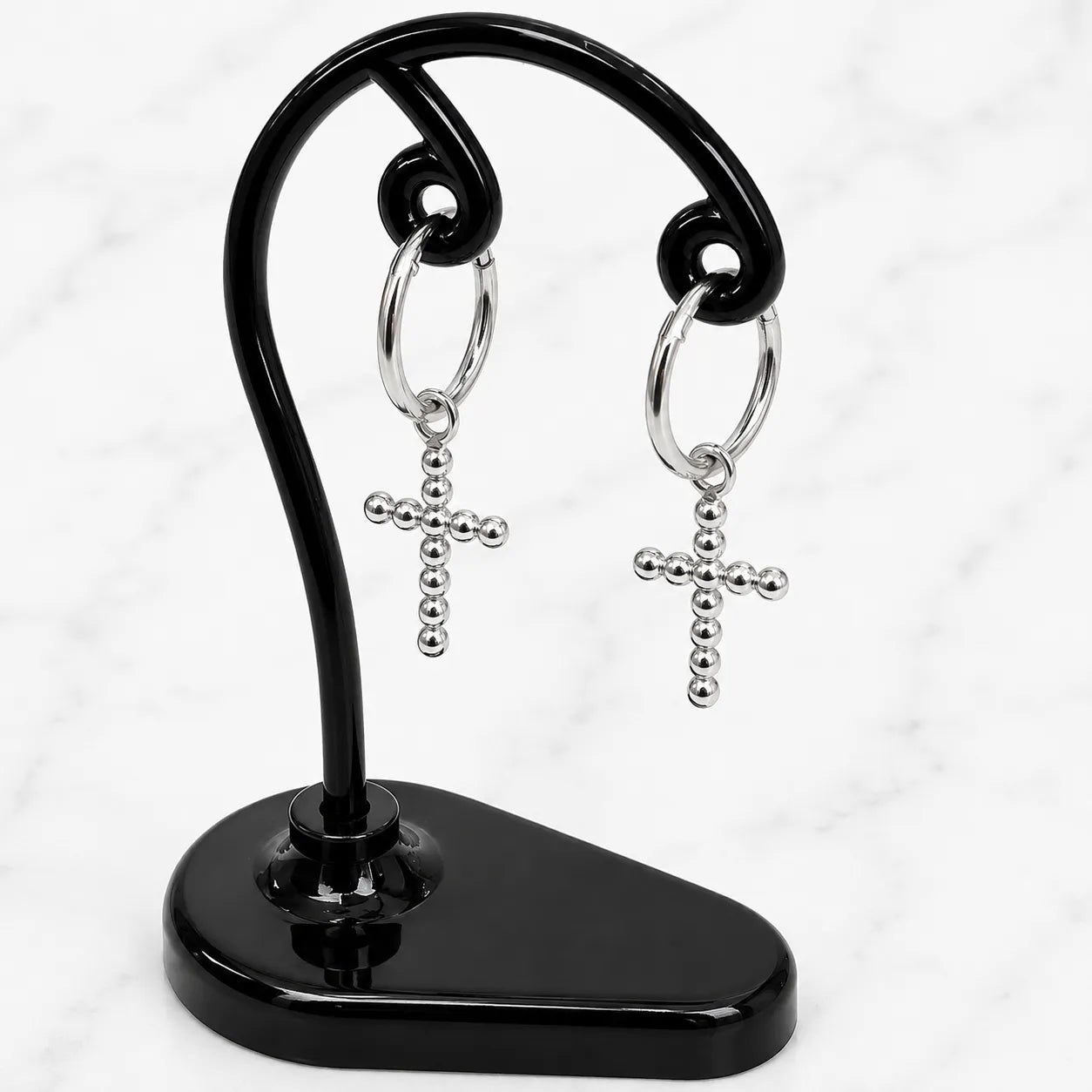 Aros argollas con colgante cruz 12mm