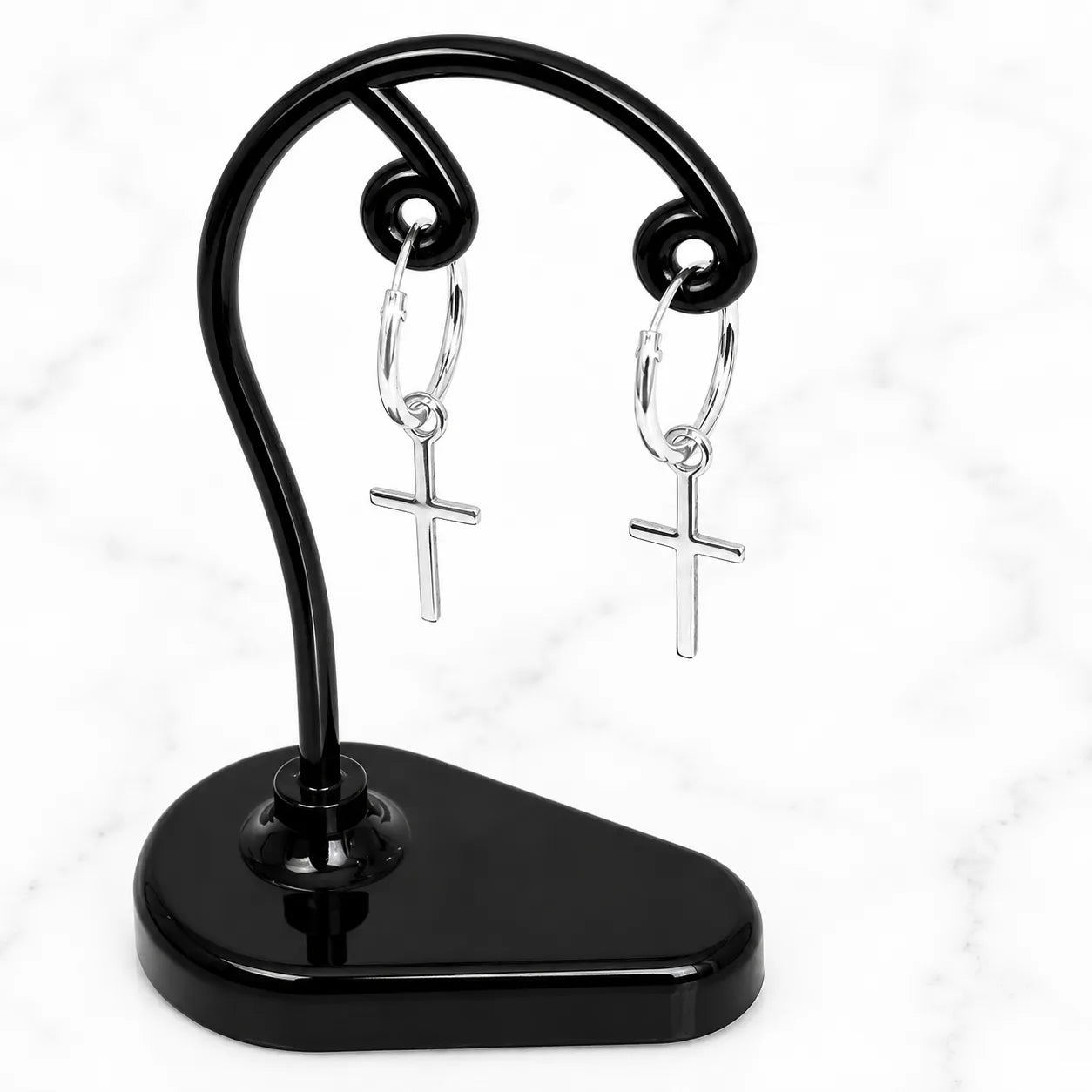 Aros argollas con colgante cruz 12mm