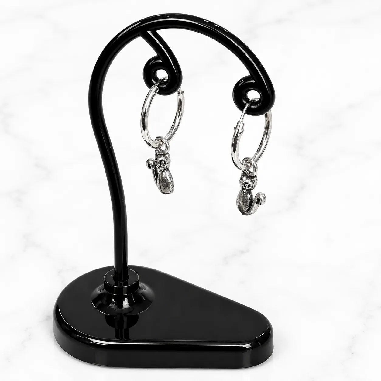Aros argollas con colgante gato 12mm