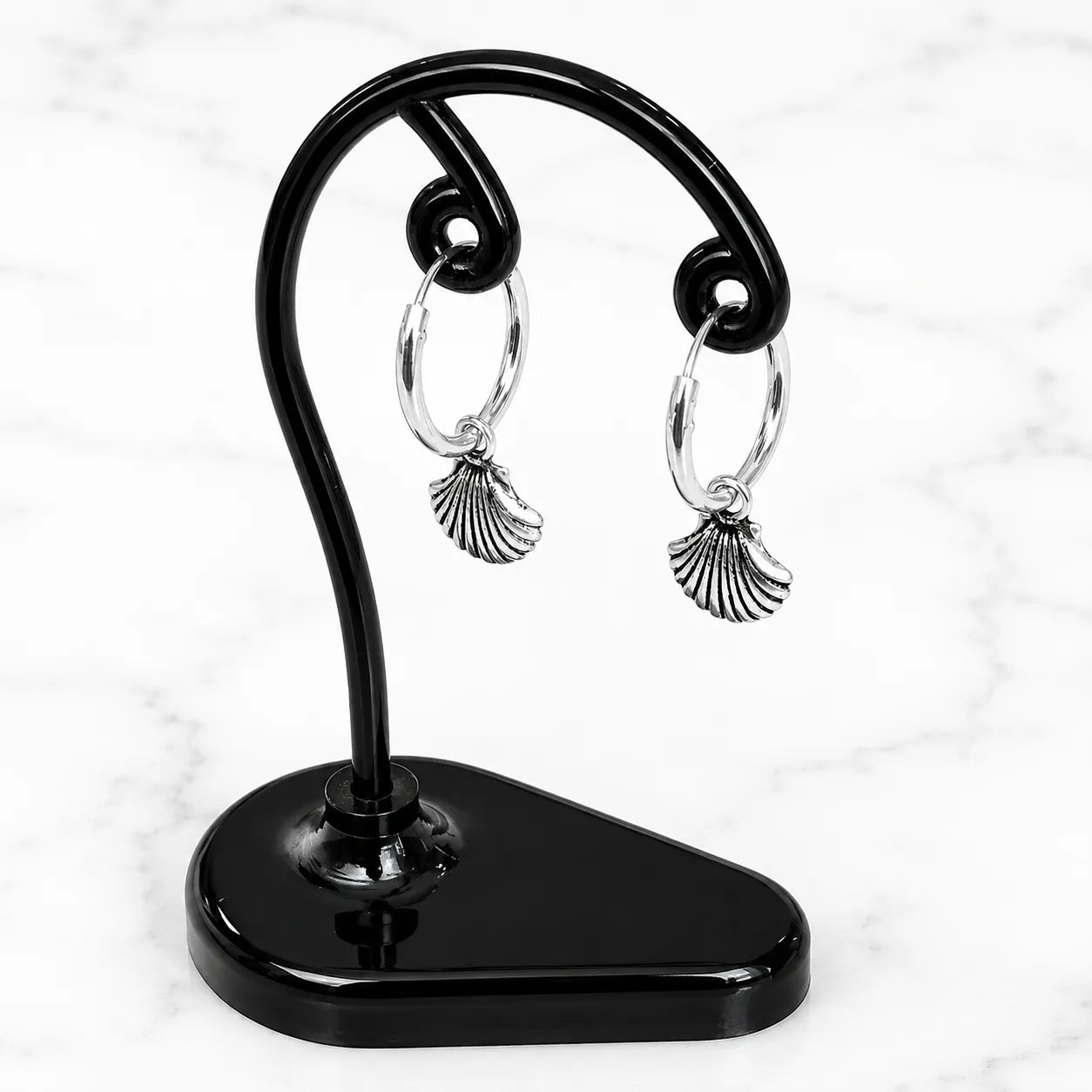 Aros argollas con colgante concha 12mm