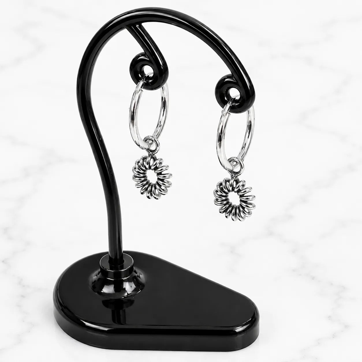 Aros argollas con colgante flor retro 14mm