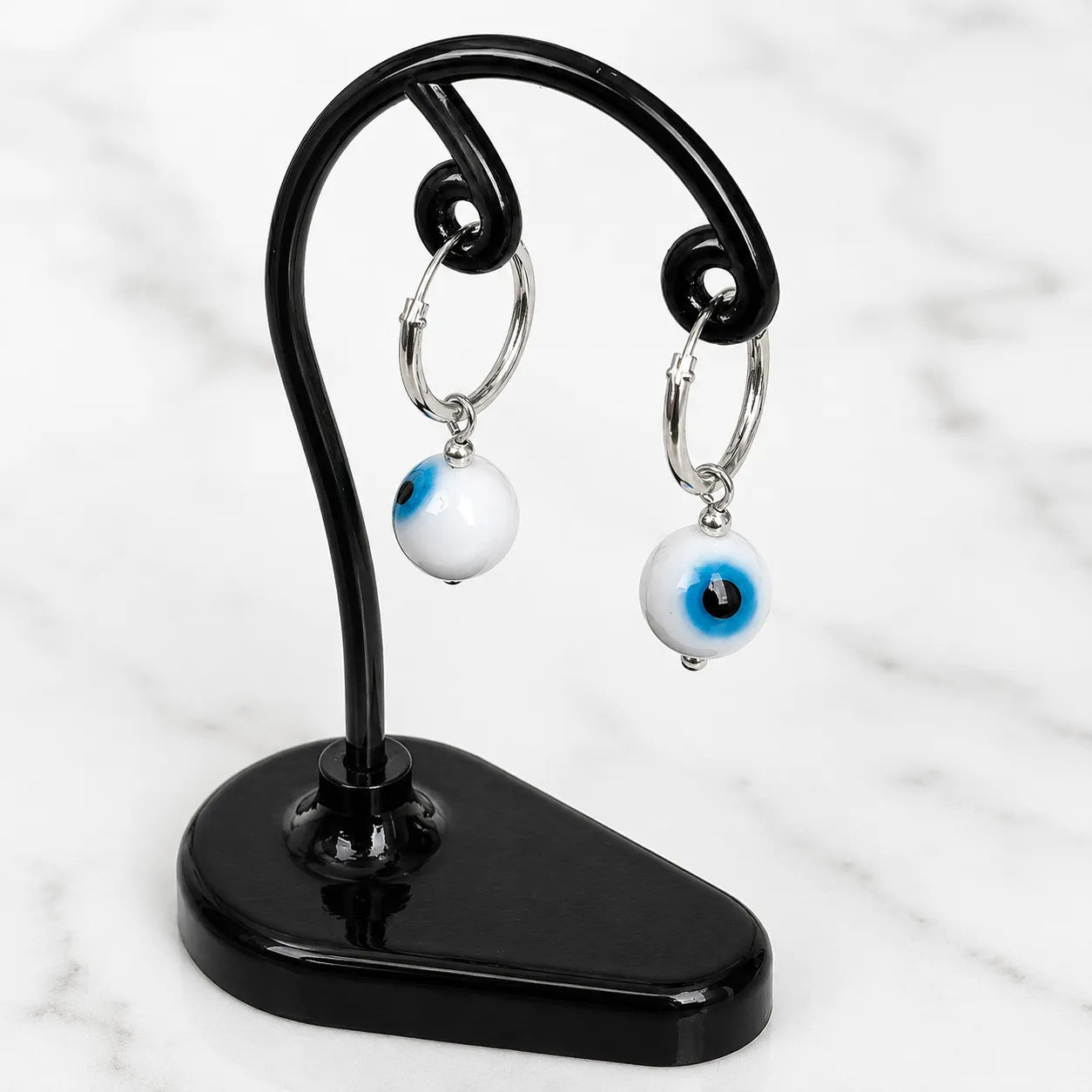 Aros argollas con colgante ojo turco 12mm