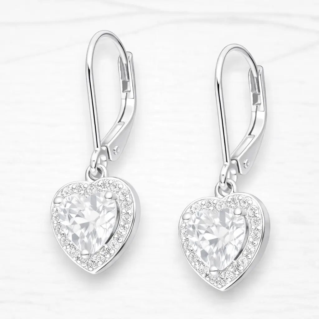 Aros largos corazón circón clip