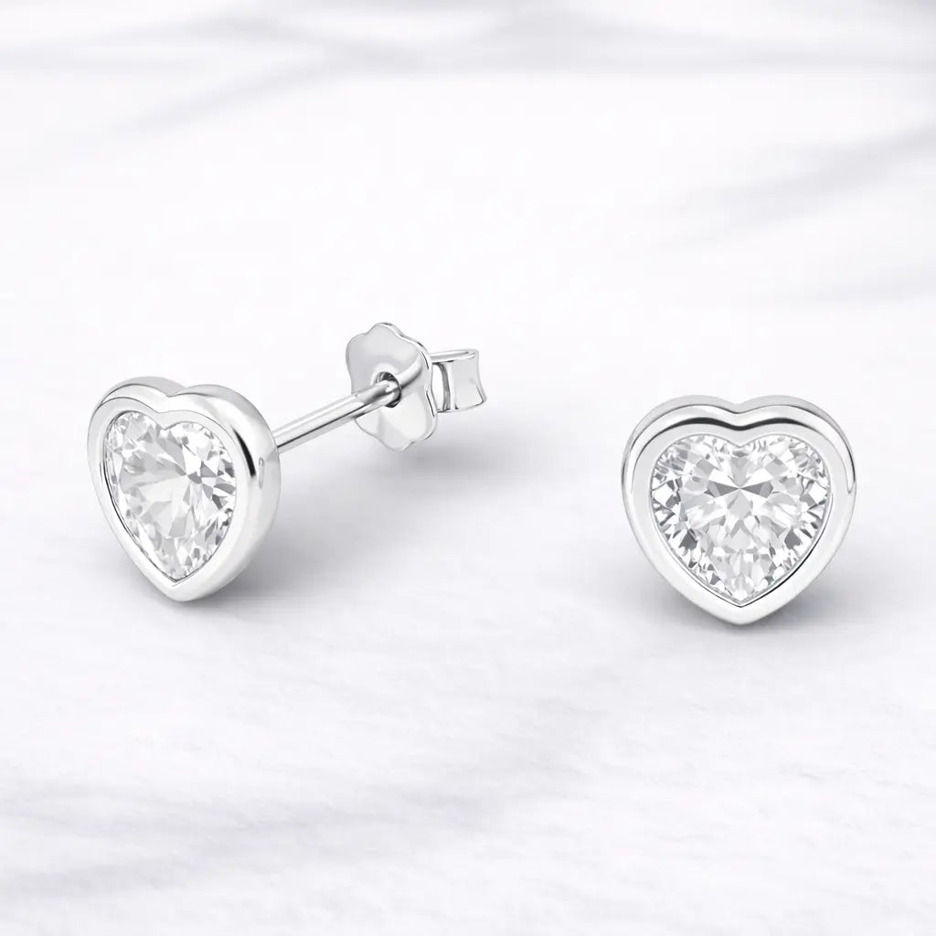 Aros apegados corazón circón 6mm