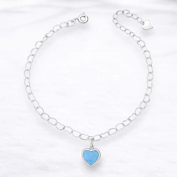 Pulsera corazón ópalo azul