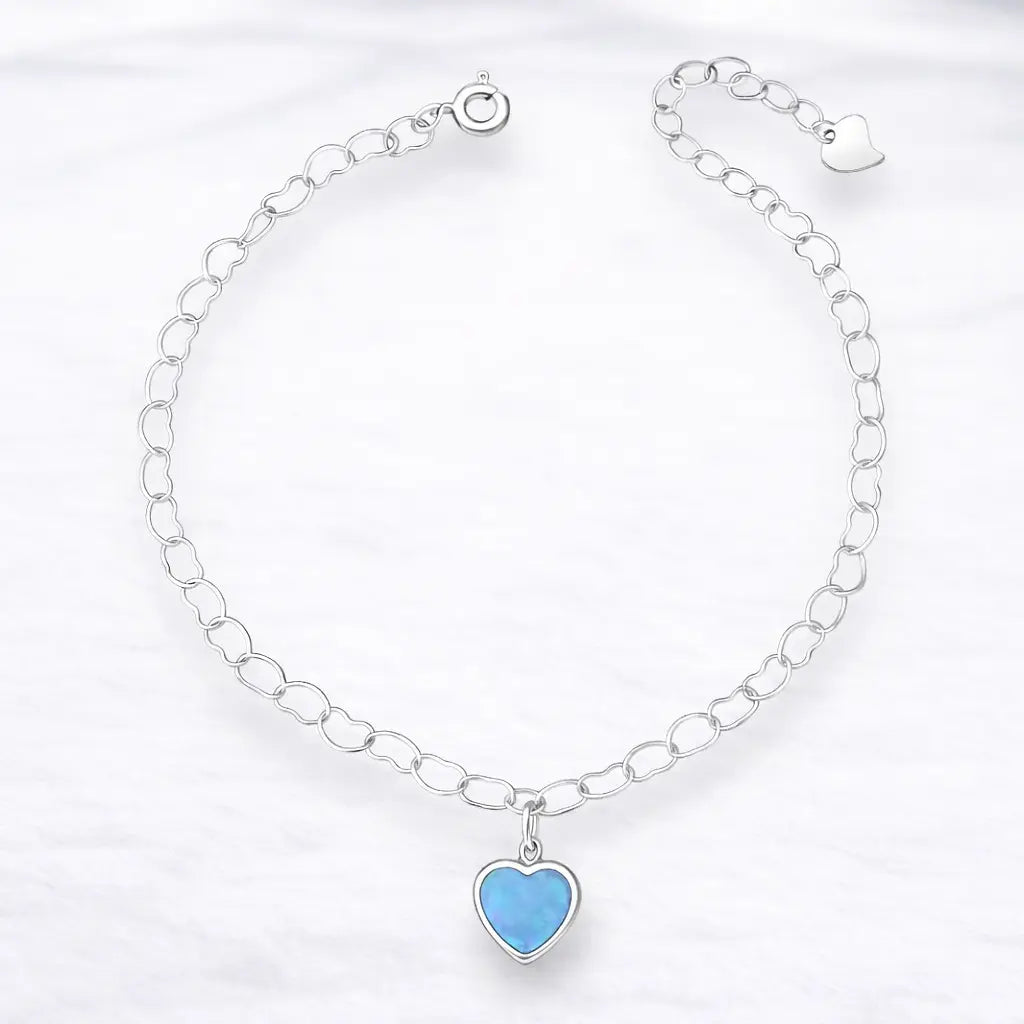 Pulsera corazón ópalo azul