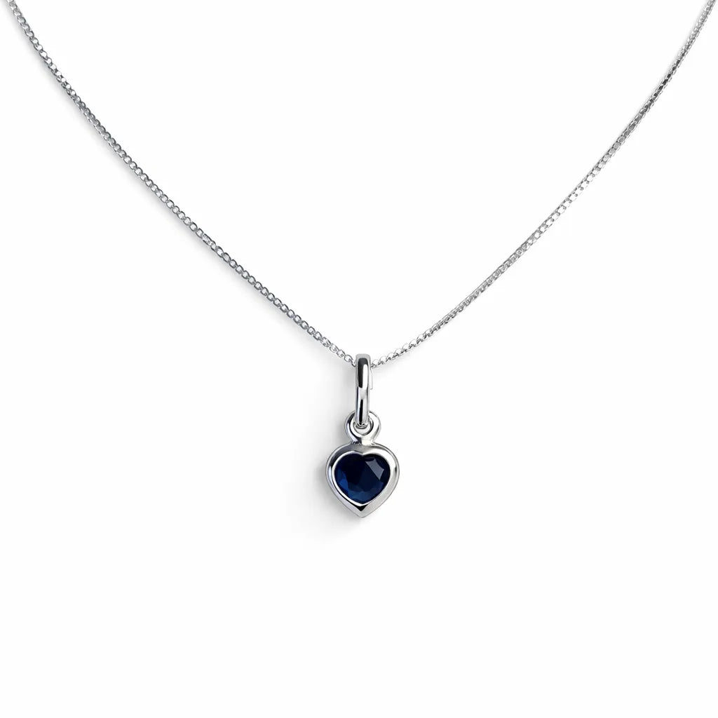 Collar punto luz corazón azul 7mm