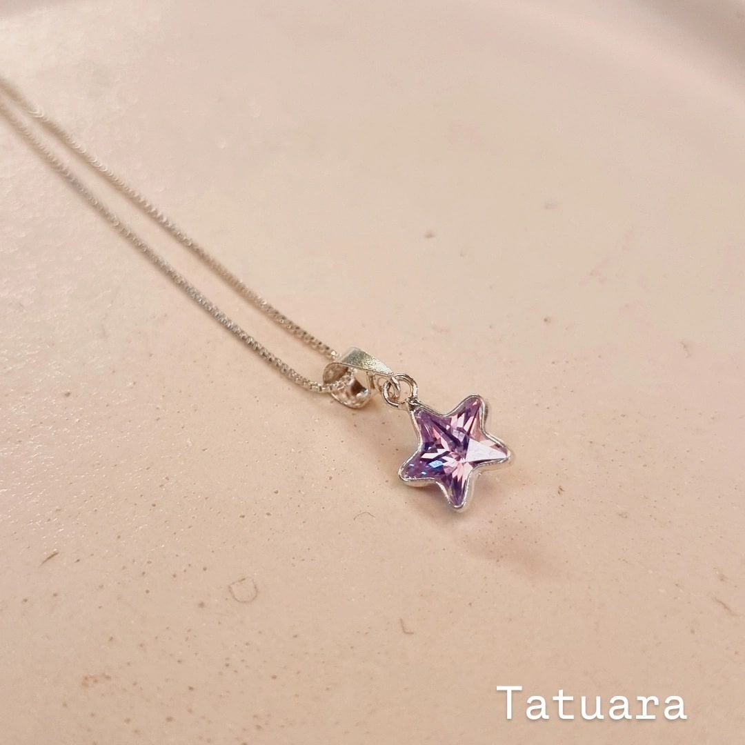 Collar punto luz estrella lavanda 8mm