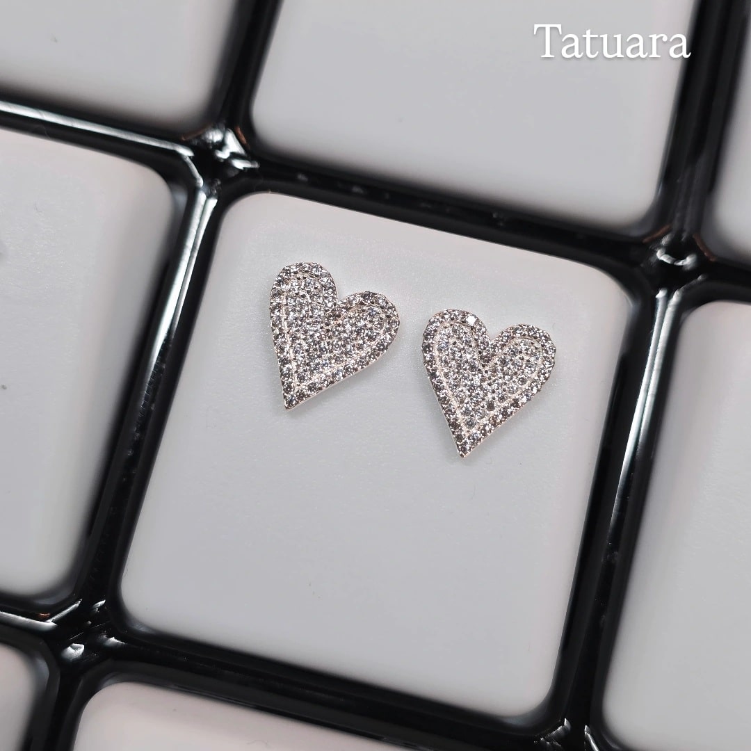 Aros apegados corazón microcircón