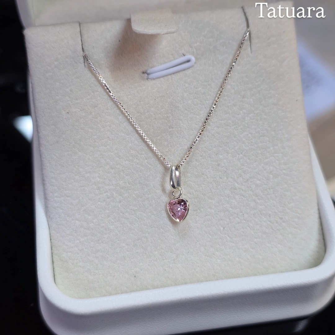 Collar punto luz corazón rosa francia 5mm