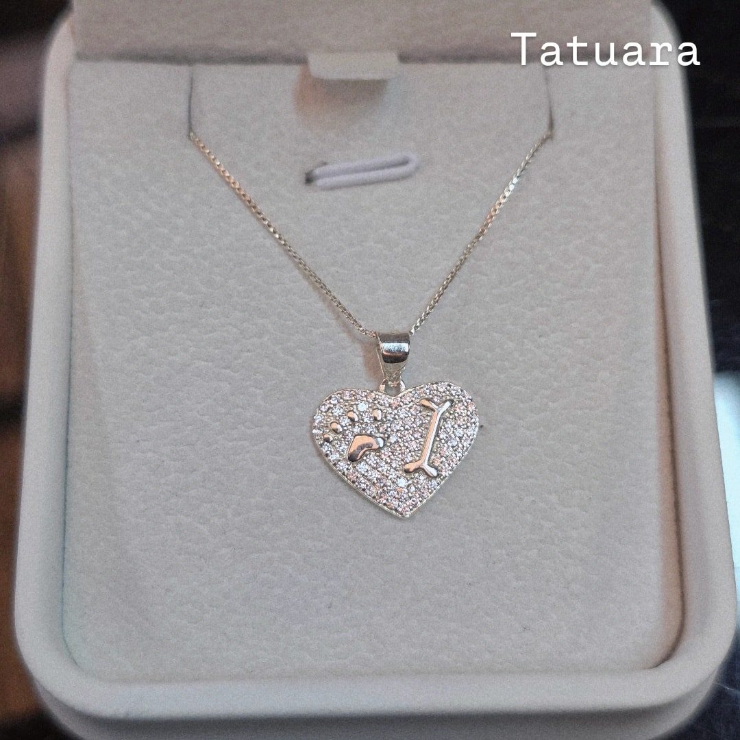 Collar corazon patita de perro + hueso