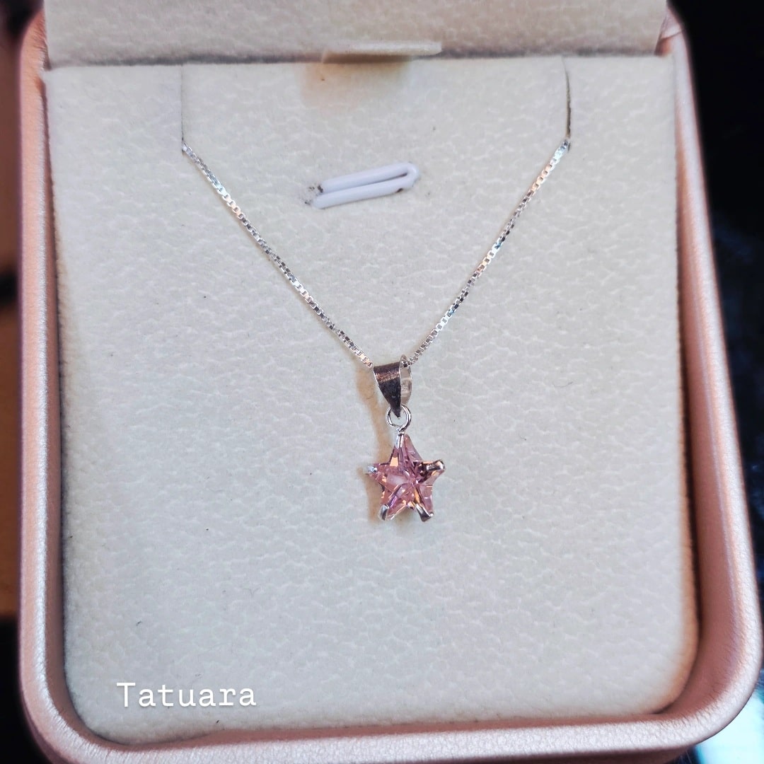 Collar punto luz estrella rosa francia