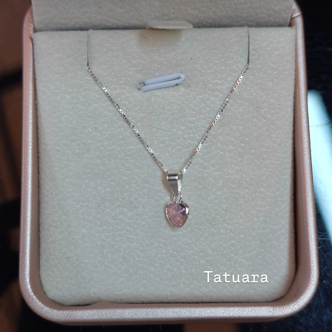 Collar punto luz corazón rosa francia