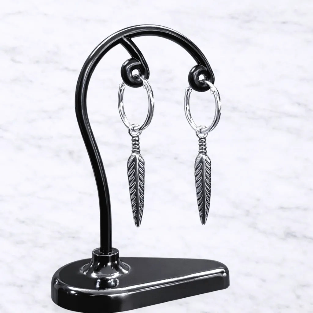 Argollas con colgante pluma 14mm