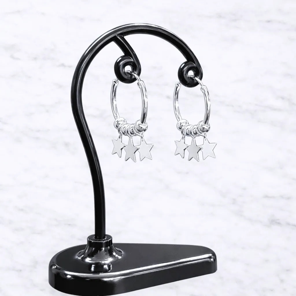 Argollas con colgantes 3 estrellas 14mm