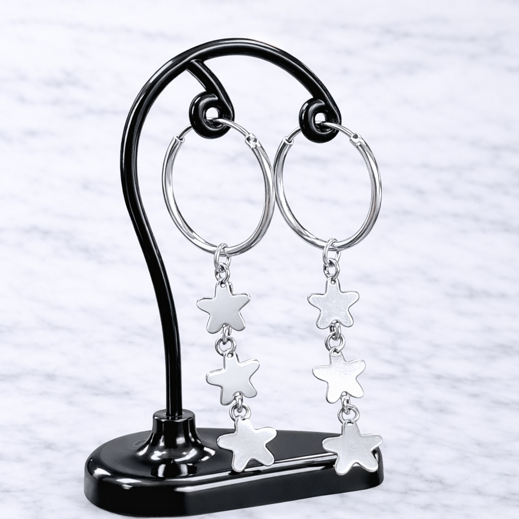 Argollas con colgante 3 estrellas 20mm