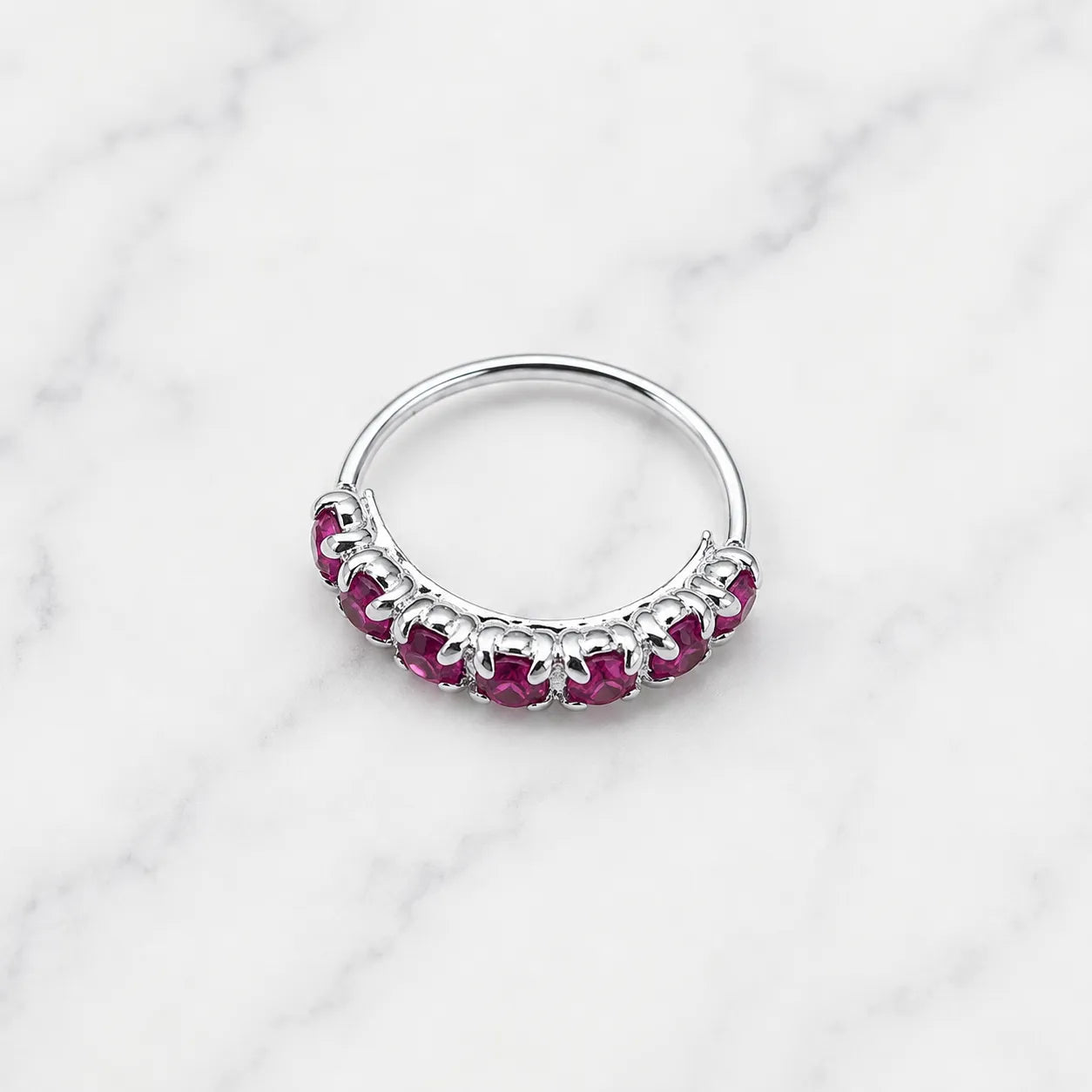 Argolla nariz piercing microcircón fucsia 8mm