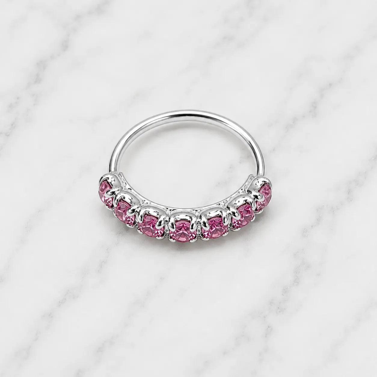 Argolla piercing nariz microcircón rosa claro 10mm
