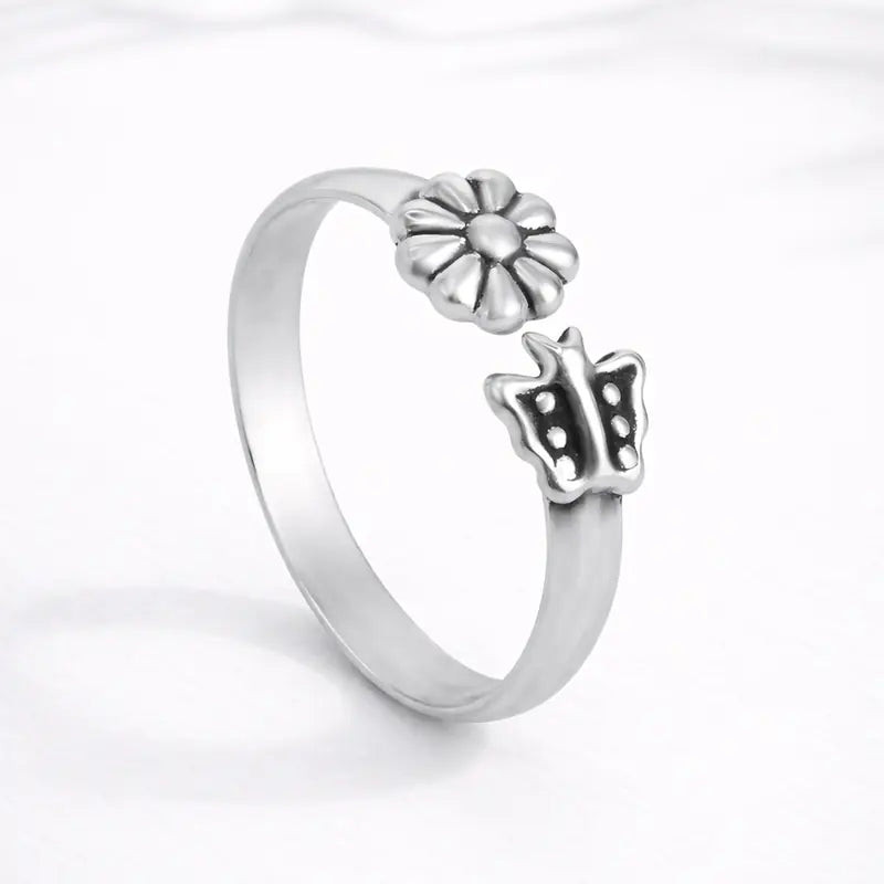 Anillo midi mariposa flor
