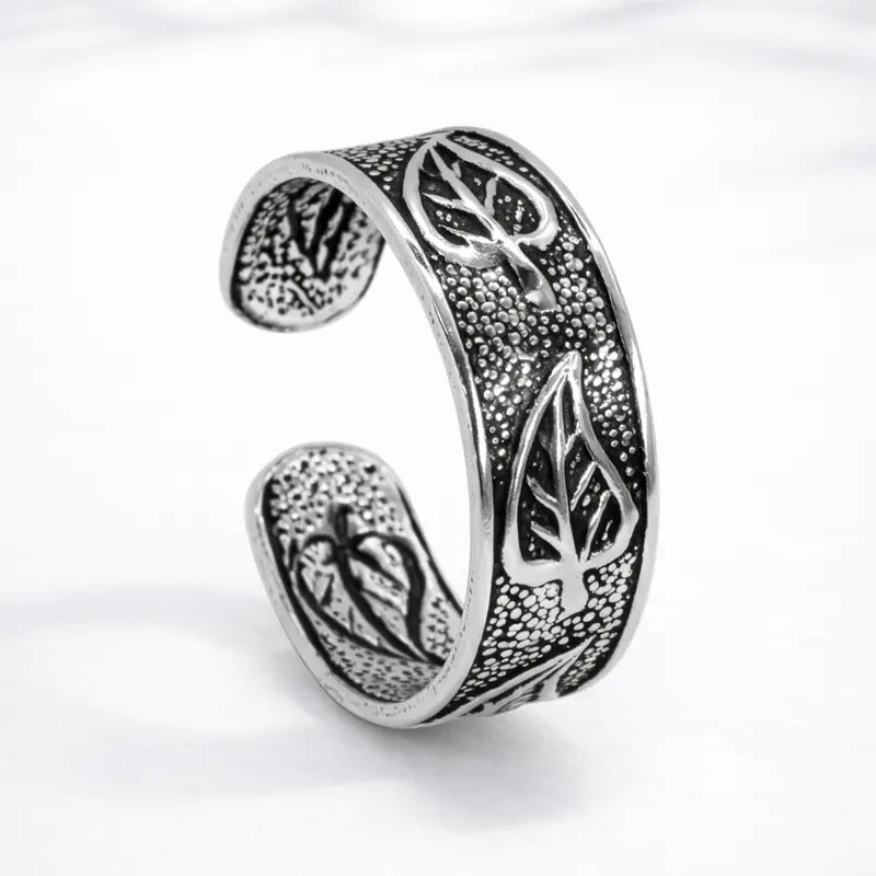 Anillo midi hojas envejecida