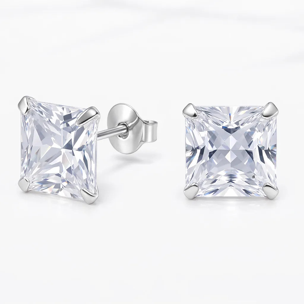 Aros apegados cuadrado circón 10mm x 10mm