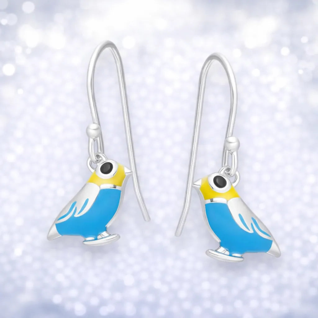 Aros largos pajaros esmaltado