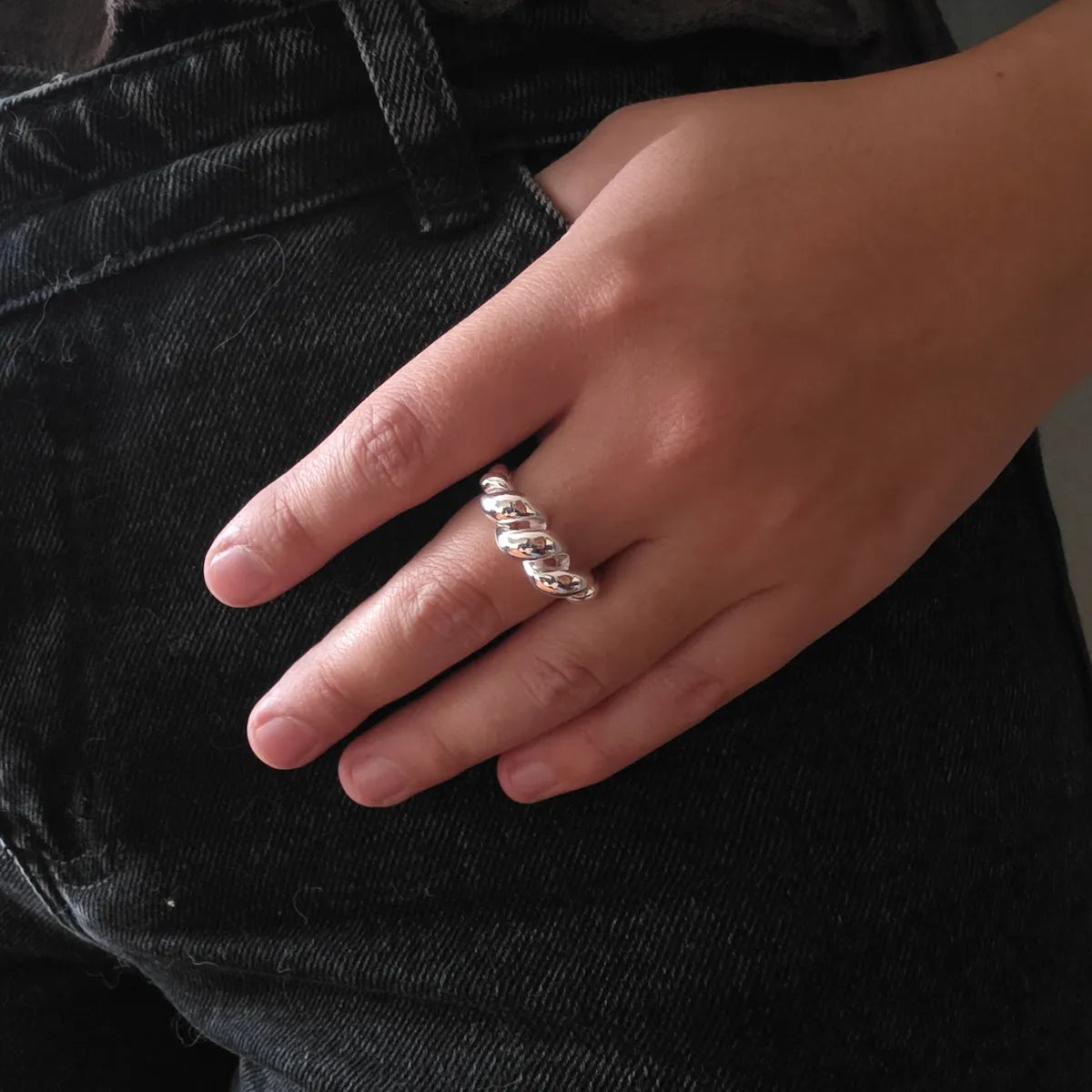 Anillo inflado trenzado 6mm ajustable