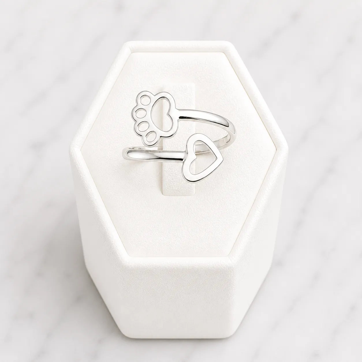Anillo ajustable huella corazón