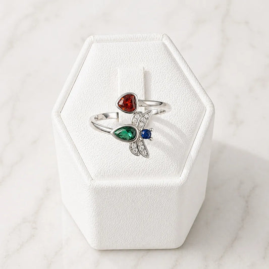 Anillo ajustable libelula circones de colores