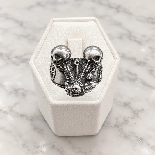 Anillo calavera de motocicleta