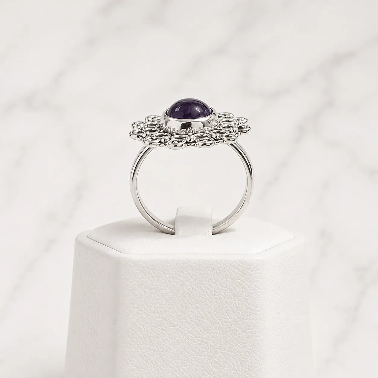 Anillo flor amatista