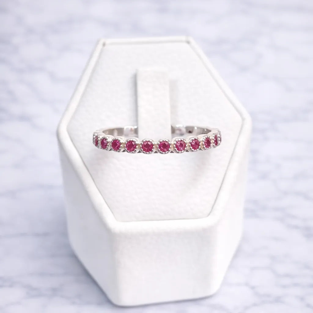 Anillo cintillo sin fin fucsia - 14