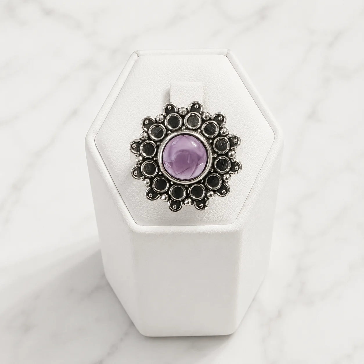 Anillo flor amatista