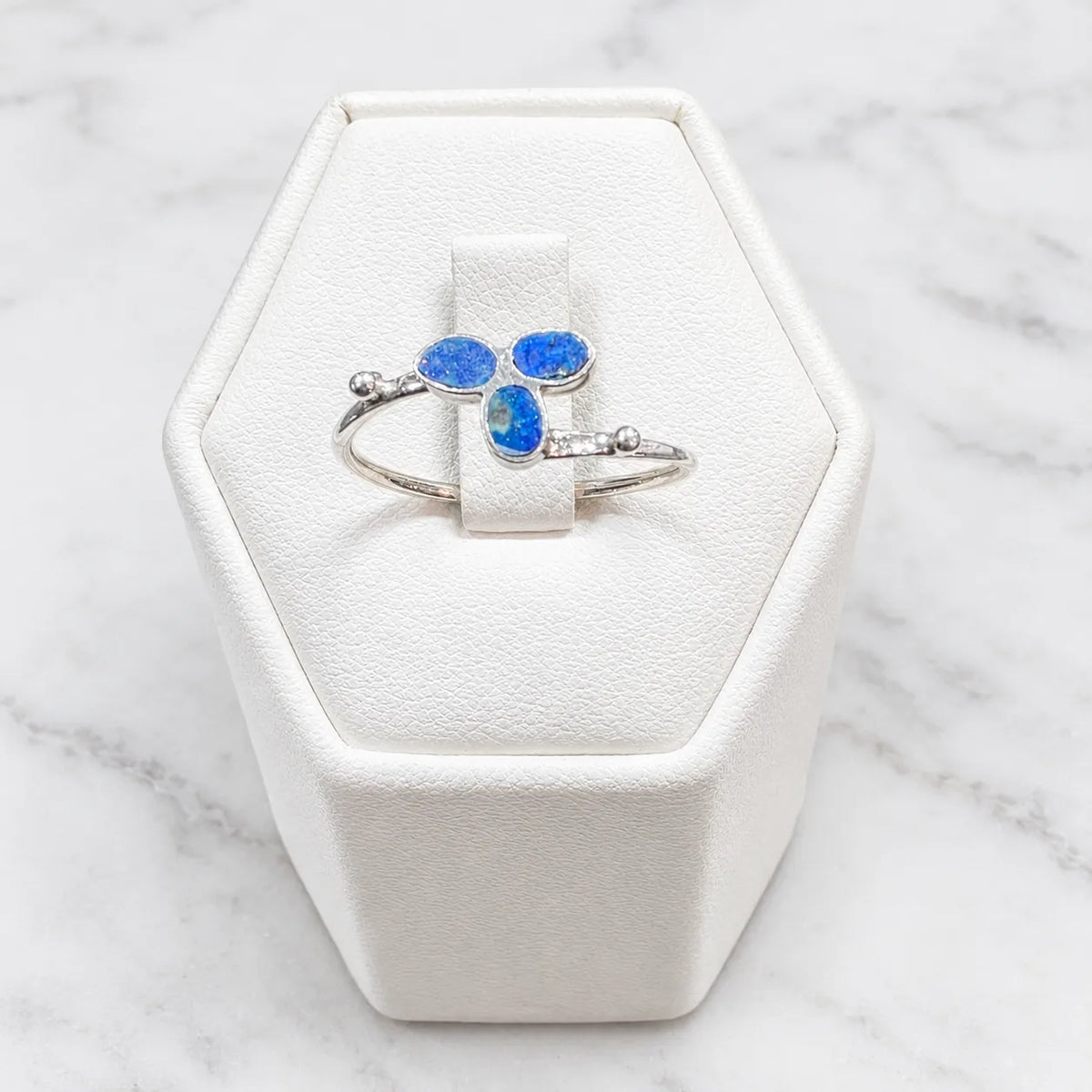 Anillo flor azul lapislazuli - 11