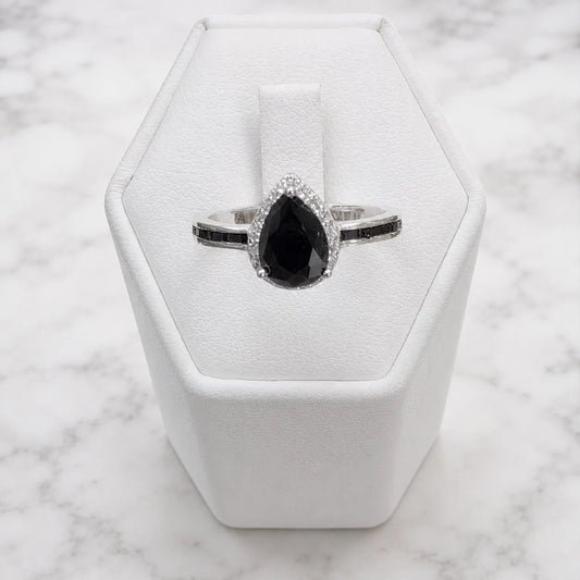 Anillo solitario gota onix