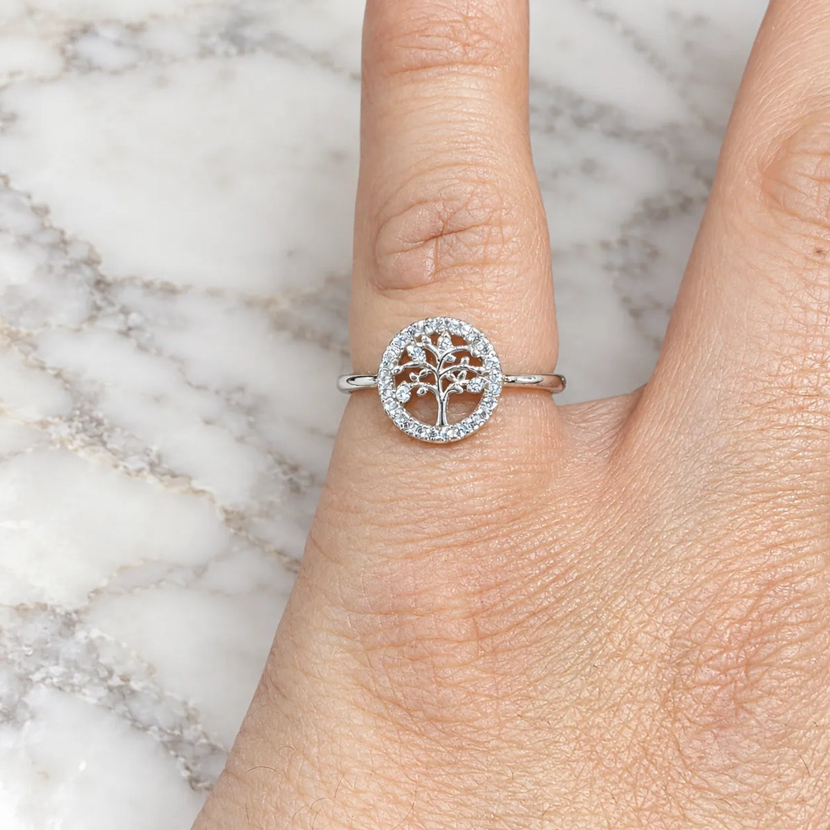Anillo árbol de la vida microcircón