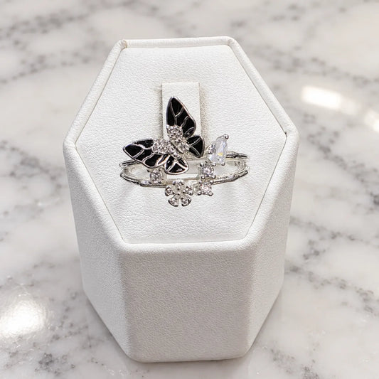 Anillo mariposas microcircón