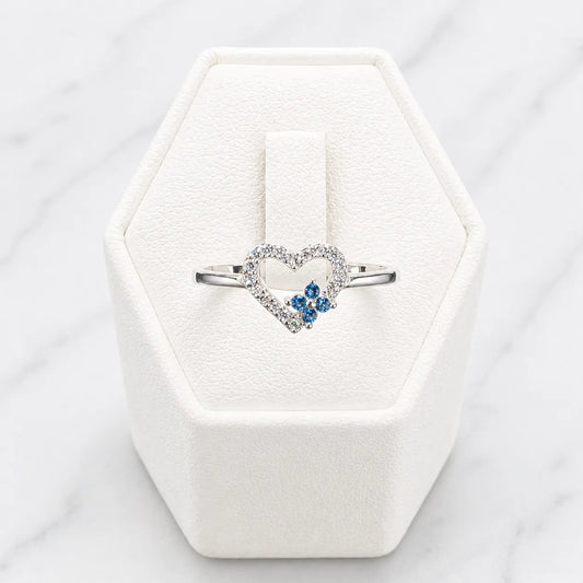 Anillo corazón microcircón azul
