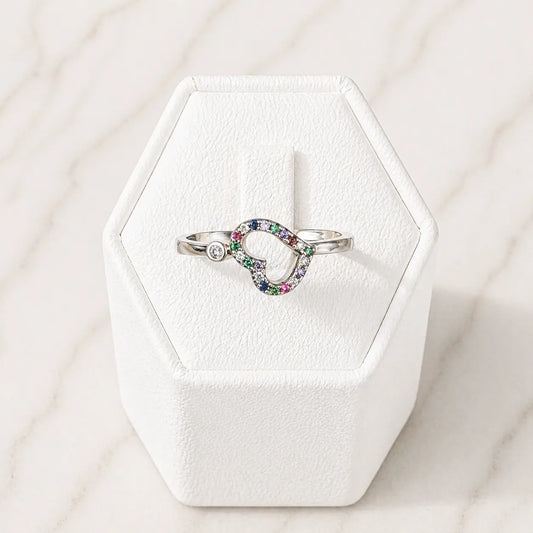 Anillo corazón multicolor