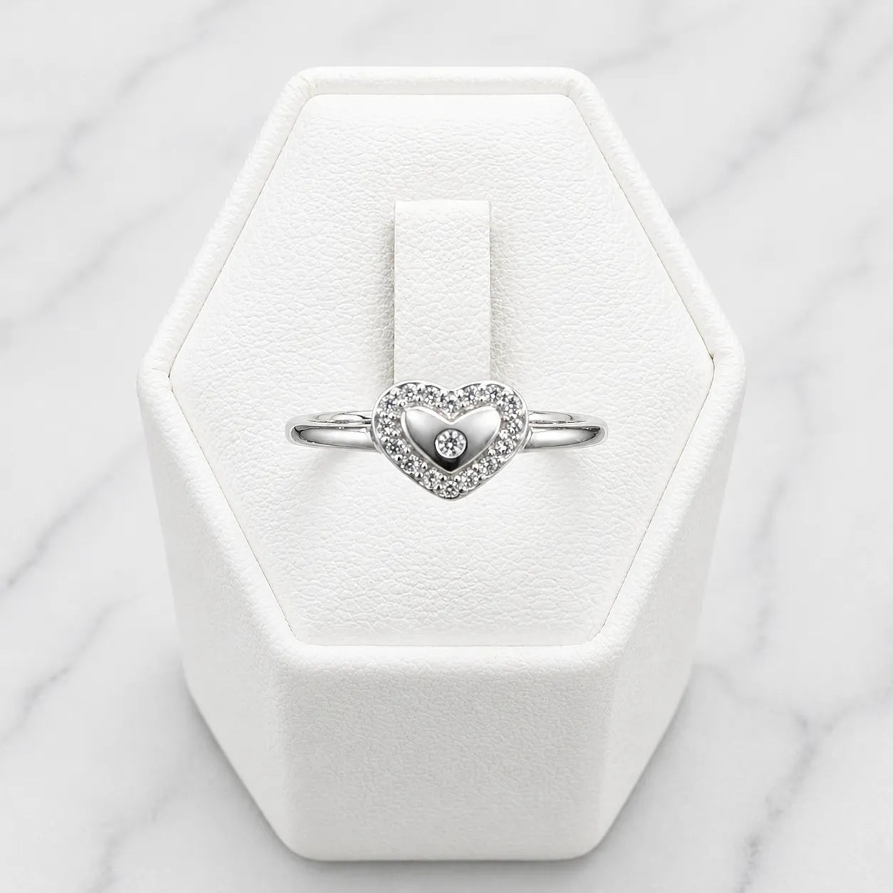 Anillo corazón microcircón