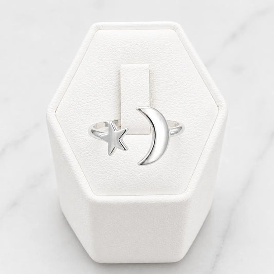 Anillo ajustable luna y estrella